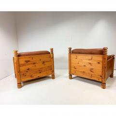 Uno Osten Kristiansson Pair of Pine Lounge Chairs by Uno and Osten Kristiansson - 4599557