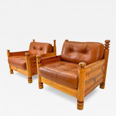 Uno Osten Kristiansson Pair of Pine Lounge Chairs by Uno and Osten Kristiansson - 4603247
