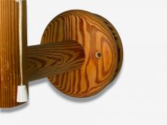 Uno Osten Kristiansson Uno Kristiansson Swedish Modern Pine Fabric Large Sconces Sweden 1970s - 4179649