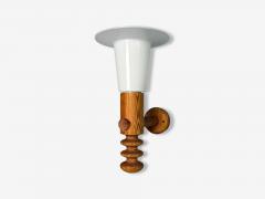 Uno Osten Kristiansson Uno Kristiansson Swedish Modern Pine Fabric Wall Sconce Sweden 1970s - 4207540