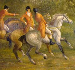 Untitled English Fox Hunting Scene Oil on Canvas Mid 19th Century - 3191268