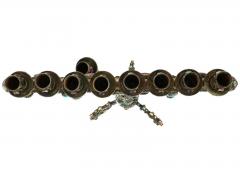 Unusual And Large Judaica Silver Plate Menorah With Gemstones - 4211916