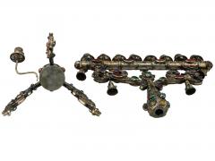 Unusual And Large Judaica Silver Plate Menorah With Gemstones - 4211918