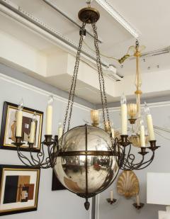 Unusual Antique Eight Light Brass and Mercury Glass Chandelier - 1044158