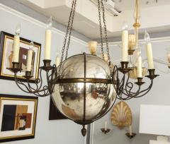 Unusual Antique Eight Light Brass and Mercury Glass Chandelier - 1044160