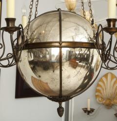 Unusual Antique Eight Light Brass and Mercury Glass Chandelier - 1044161