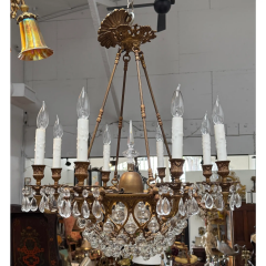 Unusual Antique French Bronze Baccarat Crystal Chandelier - 4126213
