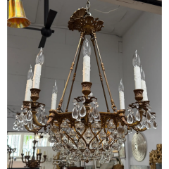 Unusual Antique French Bronze Baccarat Crystal Chandelier - 4126228