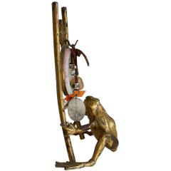 Unusual Antique Vienna Bronze Frog Easel Sculpture - 4446518