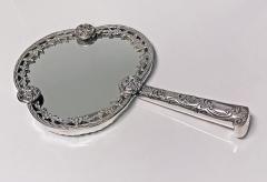 Unusual Antique silver hand mirror London1880 Robert Humphries - 3089605