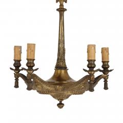 Unusual French gilt bronze cushion form chandelier - 2863186