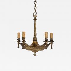 Unusual French gilt bronze cushion form chandelier - 2868130