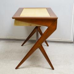 Unusual Italian Mid Century Mahogany and Parchment Desk with Three Drawers - 4093472