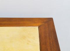 Unusual Italian Mid Century Mahogany and Parchment Desk with Three Drawers - 4093488