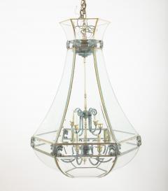 Unusual Large Hexagonal Shaped Bronze Lantern with Shaped Beveled Glass Panels - 2111212