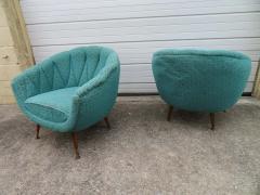 Unusual Pair Henry Glass Style Barrel Back Tub Lounge Chairs Mid Century - 1507395