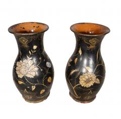 Unusual Pair Of French Glazed Terracotta Vases - 4506997