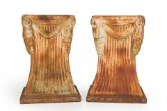 Unusual Pair of Art Deco Cast Iron Garden Pedestals for Statuary or Planters - 4500430