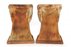 Unusual Pair of Art Deco Cast Iron Garden Pedestals for Statuary or Planters - 4500431