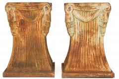 Unusual Pair of Art Deco Cast Iron Garden Pedestals for Statuary or Planters - 4500432