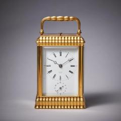 Unusual Ribbed Eight Day Repeating Striking Gilt Brass Gorge Case Carriage Clock - 3123582