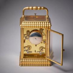 Unusual Ribbed Eight Day Repeating Striking Gilt Brass Gorge Case Carriage Clock - 3123591