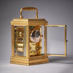Unusual Ribbed Eight Day Repeating Striking Gilt Brass Gorge Case Carriage Clock - 3123622