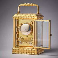 Unusual Ribbed Eight Day Repeating Striking Gilt Brass Gorge Case Carriage Clock - 3123623