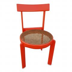 Unusual Set of two Caning and Orange Lacquer Chairs France 1970s - 1236815