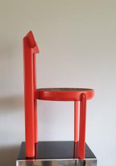 Unusual Set of two Caning and Orange Lacquer Chairs France 1970s - 1236816