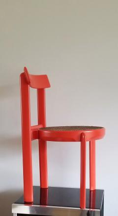 Unusual Set of two Caning and Orange Lacquer Chairs France 1970s - 1236817