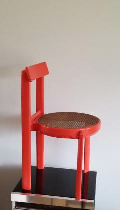 Unusual Set of two Caning and Orange Lacquer Chairs France 1970s - 1236818