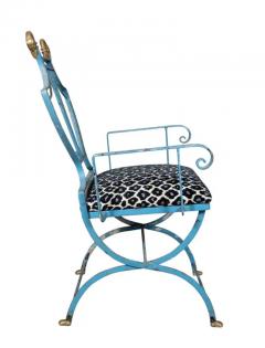 Unusual Wrought Iron And Brass Armchair - 4152693