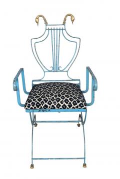 Unusual Wrought Iron And Brass Armchair - 4152694