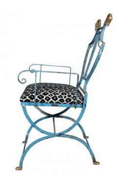 Unusual Wrought Iron And Brass Armchair - 4152702
