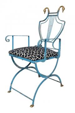 Unusual Wrought Iron And Brass Armchair - 4152745