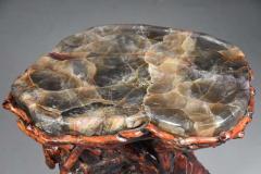 Unusual late 19thc Chinese rootwood table or stand with quartz top - 4806212