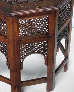 Unusually long Anglo Indian octagonal side traveling table with brass inlay - 1197829
