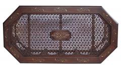 Unusually long Anglo Indian octagonal side traveling table with brass inlay - 1197836