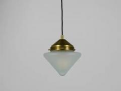 Up to 10 Art Deco Brass Pendant Lights with Conical Glass Shades Vienna 1930s - 4067330