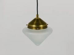 Up to 10 Art Deco Brass Pendant Lights with Conical Glass Shades Vienna 1930s - 4067332