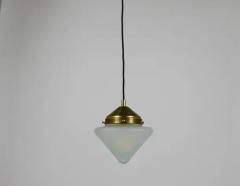 Up to 10 Art Deco Brass Pendant Lights with Conical Glass Shades Vienna 1930s - 4067333