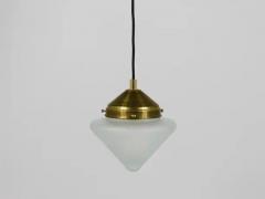 Up to 10 Art Deco Brass Pendant Lights with Conical Glass Shades Vienna 1930s - 4067334