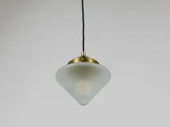Up to 10 Art Deco Brass Pendant Lights with Conical Glass Shades Vienna 1930s - 4067399