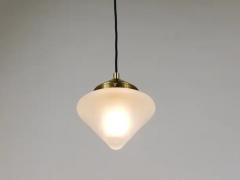 Up to 10 Art Deco Brass Pendant Lights with Conical Glass Shades Vienna 1930s - 4067425