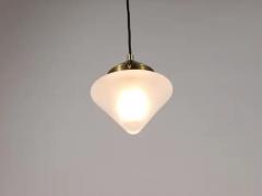 Up to 10 Art Deco Brass Pendant Lights with Conical Glass Shades Vienna 1930s - 4067455