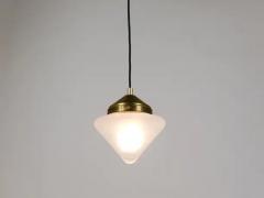 Up to 10 Art Deco Brass Pendant Lights with Conical Glass Shades Vienna 1930s - 4067461