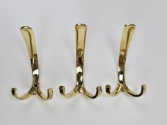 Up to 7 Herta Baller Mid Century Brass Coat Double Wall Hooks Vienna 1950s - 4271351