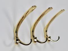 Up to 7 Herta Baller Mid Century Brass Coat Double Wall Hooks Vienna 1950s - 4271352