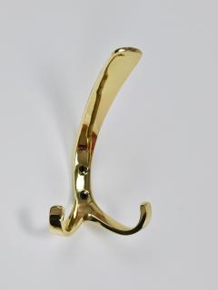 Up to 7 Herta Baller Mid Century Brass Coat Double Wall Hooks Vienna 1950s - 4271353
